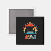Level 10 Unlocked Shirt Funny Video Gamer 10th Bir Magneet (Voorkant / Achterkant)