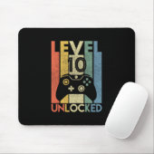 Level 10 Unlocked Shirt Funny Video Gamer 10th Bir Muismat (Met muis)