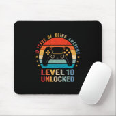 Level 10 Unlocked Shirt Funny Video Gamer 10th Bir Muismat (Met muis)