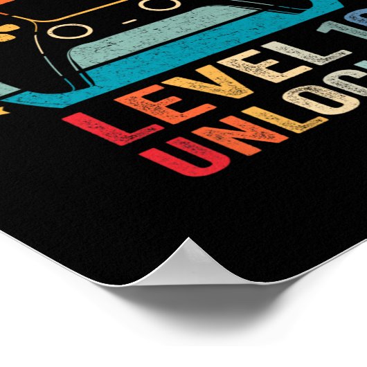 Level 10 Unlocked Shirt Funny Video Gamer 10th Bir Poster (Hoek)