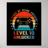 Level 10 Unlocked Shirt Funny Video Gamer 10th Bir Poster (Voorkant)