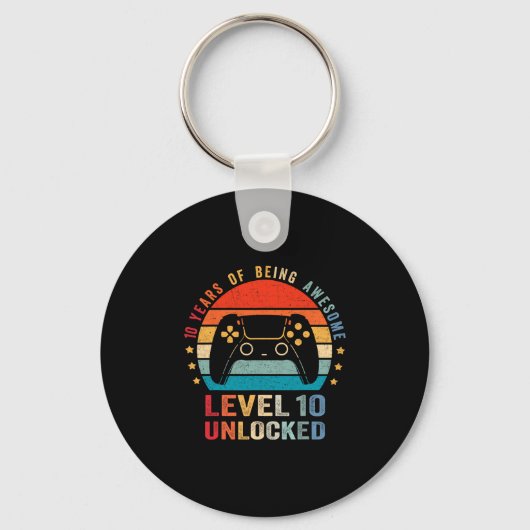 Level 10 Unlocked Shirt Funny Video Gamer 10th Bir Sleutelhanger (Voorkant)
