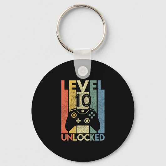 Level 10 Unlocked Shirt Funny Video Gamer 10th Bir Sleutelhanger (Voorkant)