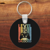 Level 10 Unlocked Shirt Funny Video Gamer 10th Bir Sleutelhanger (Voorkant)