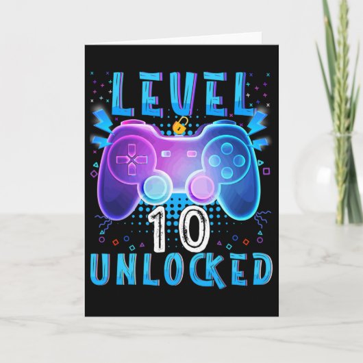 Level 10 Unlocked Video Game 10th Birthday Gamer B Kaart (Voorkant)