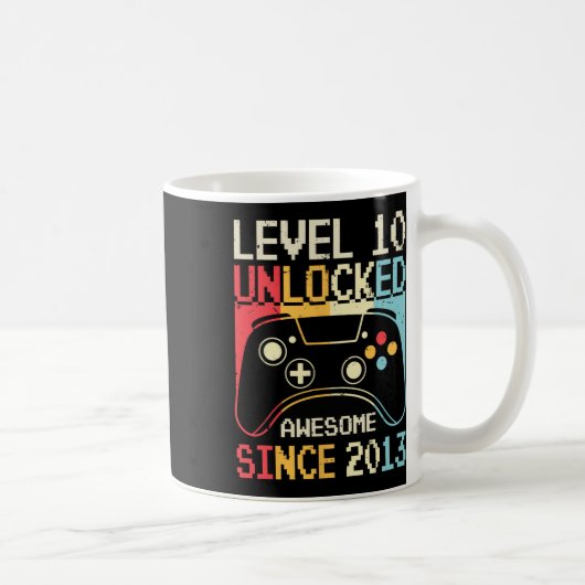 Level 10 Unlocked Video Game 10th Birthday Gamer B Koffiemok (Rechts)
