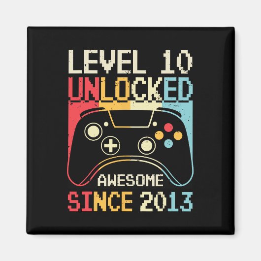 Level 10 Unlocked Video Game 10th Birthday Gamer B Magneet (Voorkant)
