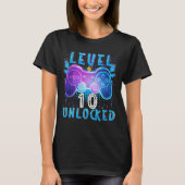 Level 10 Unlocked Video Game 10th Birthday Gamer B T-shirt (Voorkant)