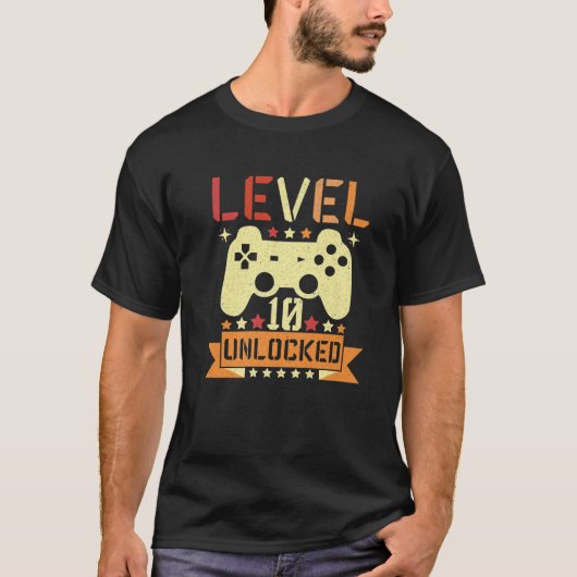 Level 10 Unlocked Video Game 10Th Birthday Gamer B T-shirt (Voorkant)