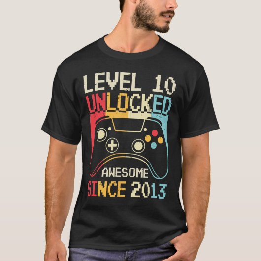 Level 10 Unlocked Video Game 10th Birthday Gamer B T-shirt (Voorkant)