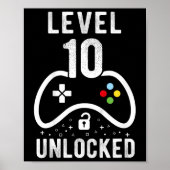 Level 10 Unlocked Video Game 10th Birthday Gift 1  Poster (Voorkant)