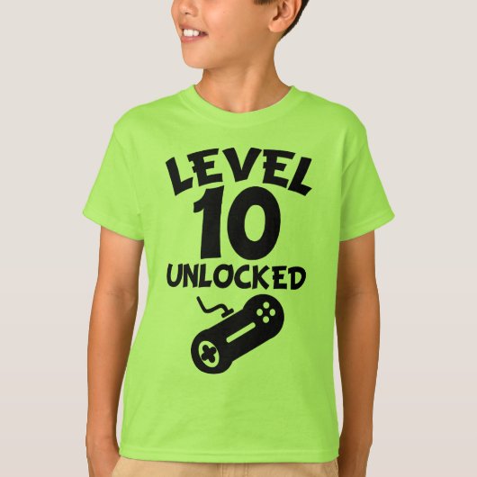 Level 10 Unlocked Video Games 10th Birthday T-Shir T-shirt (Voorkant)