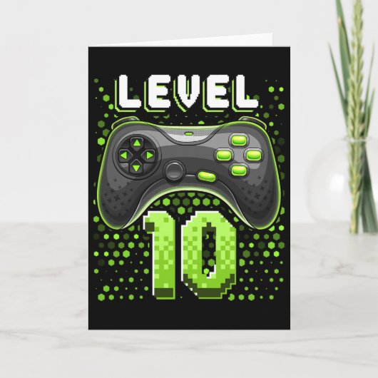 Level 10 Videospelcontroller 10e verjaardag Gamer Kaart (Voorkant)