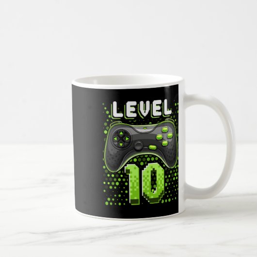 Level 10 Videospelcontroller 10e verjaardag Gamer Koffiemok (Rechts)