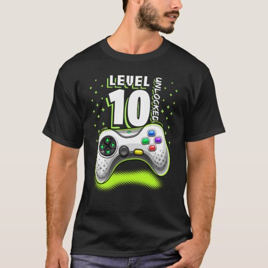 Level 10 videospelcontroller 10e verjaardag gamer t-shirt (Voorkant)
