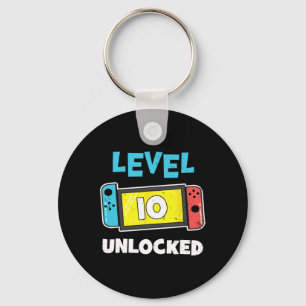 Level 10 vrijgespeeld gamer 10e verjaardagscadeau sleutelhanger