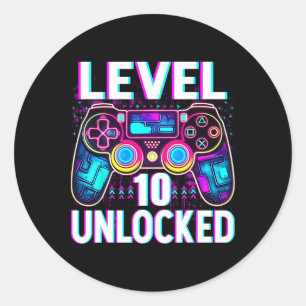 Level 10 Vrijgespeeld T-shirt Grappige Videospeler Ronde Sticker