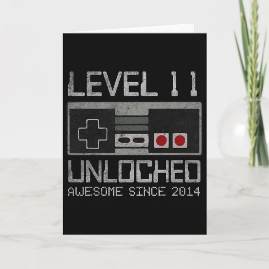 Level 11 Ontgrendeld 11e Verjaardag 11 Jaar Oude V Kaart (Voorkant)