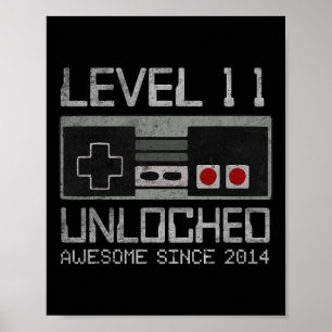 Level 11 Ontgrendeld 11e Verjaardag 11 Jaar Oude V Poster