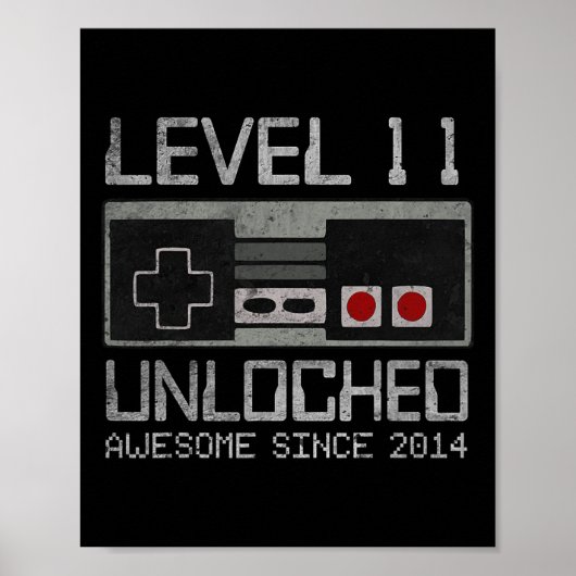 Level 11 Ontgrendeld 11e Verjaardag 11 Jaar Oude V Poster (Voorkant)