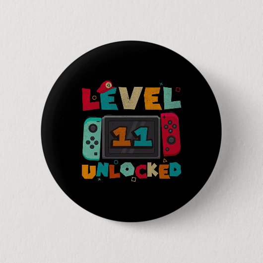Level 11 Ontgrendeld Gaming Verjaardag Jongens 11e Ronde Button 5,7 Cm (Voorkant)