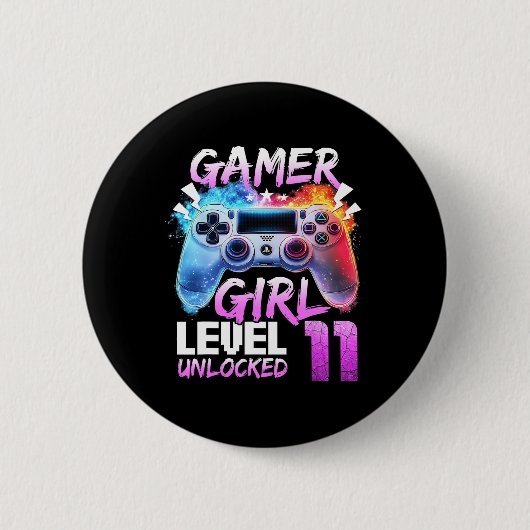Level 11 Ontgrendeld Geweldig 2014 Videospel 11e V Ronde Button 5,7 Cm (Voorkant)