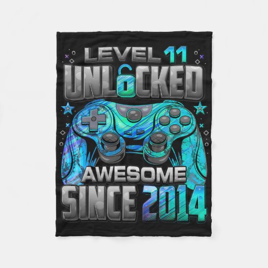 Level 11 Ontgrendeld Geweldig Sinds 2014 11e Verja Fleece Deken (Voorkant)