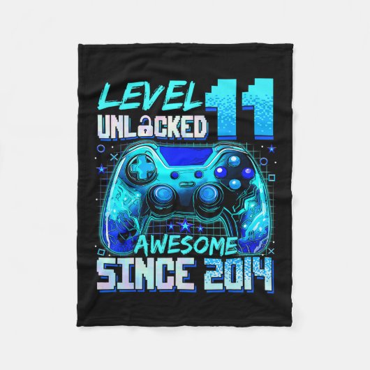 Level 11 Ontgrendeld Geweldig Sinds 2014 11e Verja Fleece Deken (Voorkant)