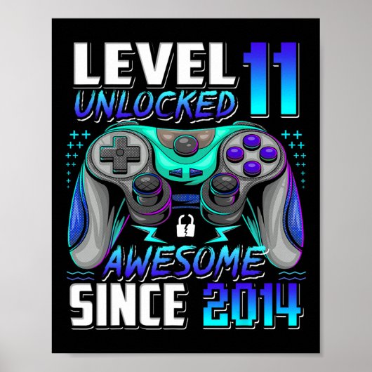Level 11 Ontgrendeld Geweldig Sinds 2014 11e Verja Poster (Voorkant)