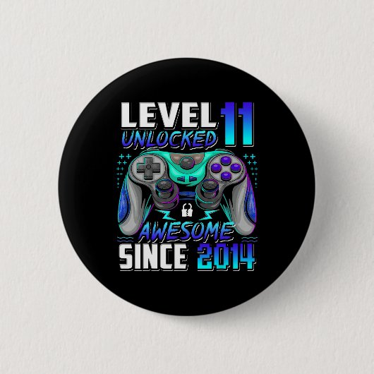 Level 11 Ontgrendeld Geweldig Sinds 2014 11e Verja Ronde Button 5,7 Cm (Voorkant)
