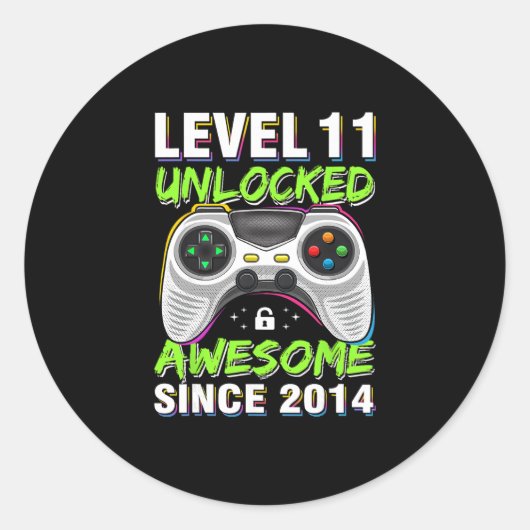 Level 11 Ontgrendeld Geweldig Sinds 2014 11e Verja Ronde Sticker (Voorkant)