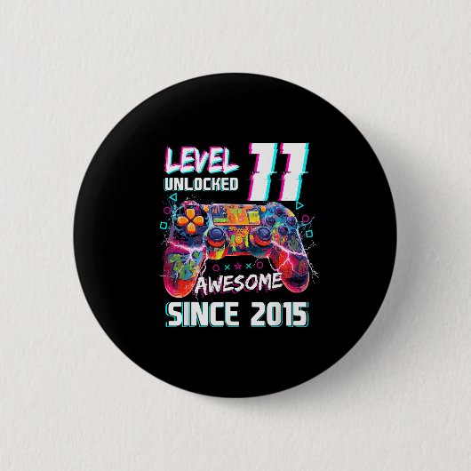 Level 11 Ontgrendeld Video Game-ontwerp Ronde Button 5,7 Cm (Voorkant)