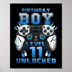 Level 11 Ontgrendeld Videogamer 11e Verjaardag Jon Poster