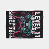 Level 11 Ontgrendeld Videospel 11e Verjaardag Game Fleece Deken (Voorkant (Horizontaal))