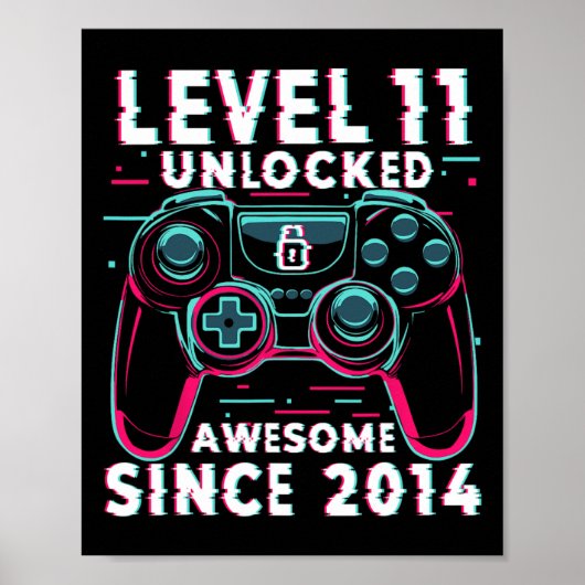 Level 11 Ontgrendeld Videospel 11e Verjaardag Game Poster (Voorkant)