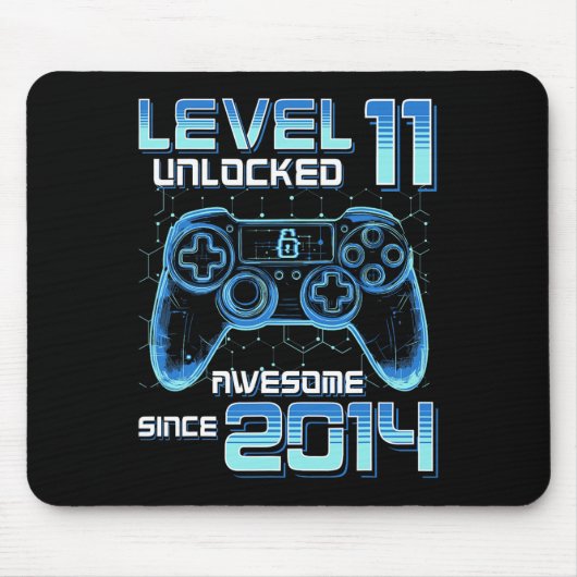 Level 11 Ontgrendeld Videospel Feestje 11e Verjaar Muismat (Voorkant)