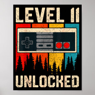 Level 11 Ontgrendeld Videospelcontroller Verjaarda Poster