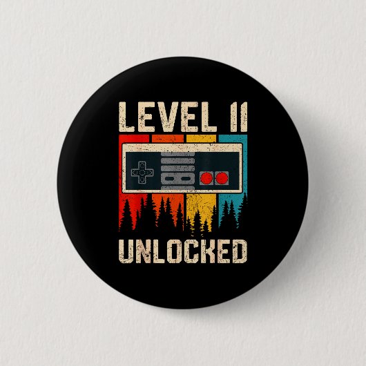Level 11 Ontgrendelde videogamecontroller verjaard Ronde Button 5,7 Cm (Voorkant)