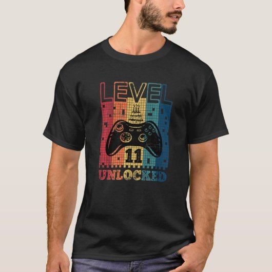 Level 11 Unlocked   11 Years Old Video Gamer Birth T-shirt (Voorkant)