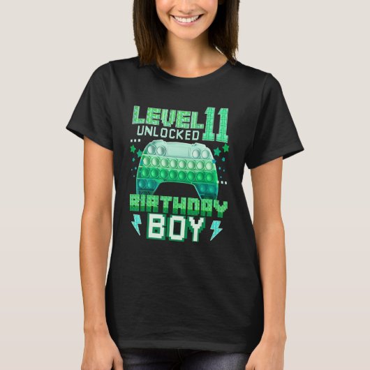 Level 11 Unlocked Birthday Boy Pop It Gamepad Game T-shirt (Voorkant)