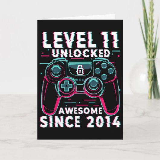 Level 11 Unlocked Video Game 11th Birthday Gamer B Kaart (Voorkant)