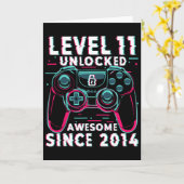 Level 11 Unlocked Video Game 11th Birthday Gamer B Kaart (Gele Bloem)