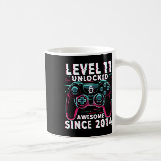 Level 11 Unlocked Video Game 11th Birthday Gamer B Koffiemok (Rechts)
