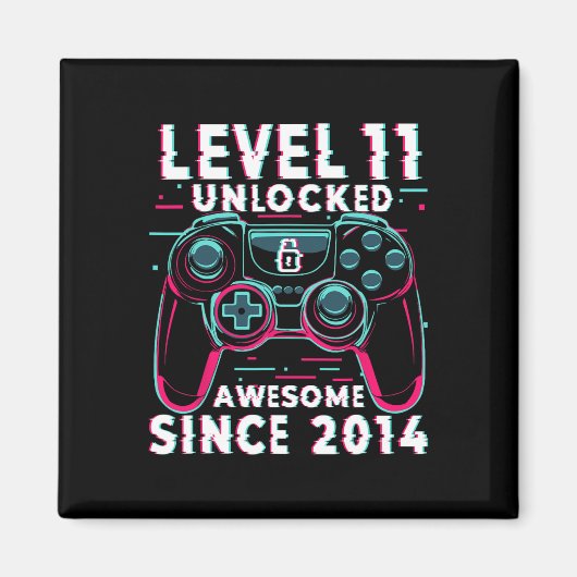 Level 11 Unlocked Video Game 11th Birthday Gamer B Magneet (Voorkant)