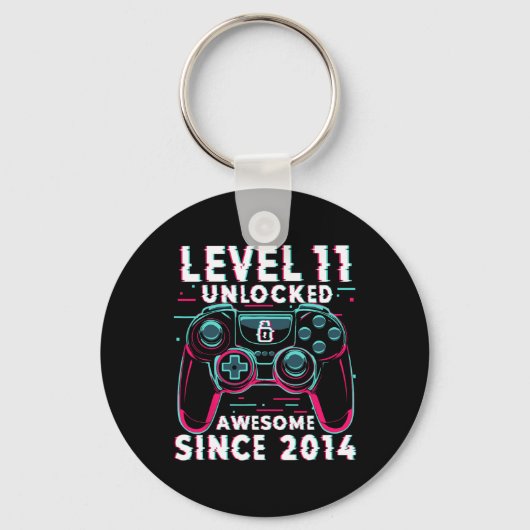 Level 11 Unlocked Video Game 11th Birthday Gamer B Sleutelhanger (Voorkant)