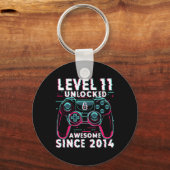 Level 11 Unlocked Video Game 11th Birthday Gamer B Sleutelhanger (Voorkant)
