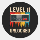 Level 11 Unlocked Video Game Controller Birthday M Ronde Sticker (Voorkant)