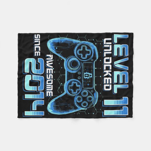 Level 11 Unlocked Video Game Party 11th Birthday G Fleece Deken (Voorkant (Horizontaal))