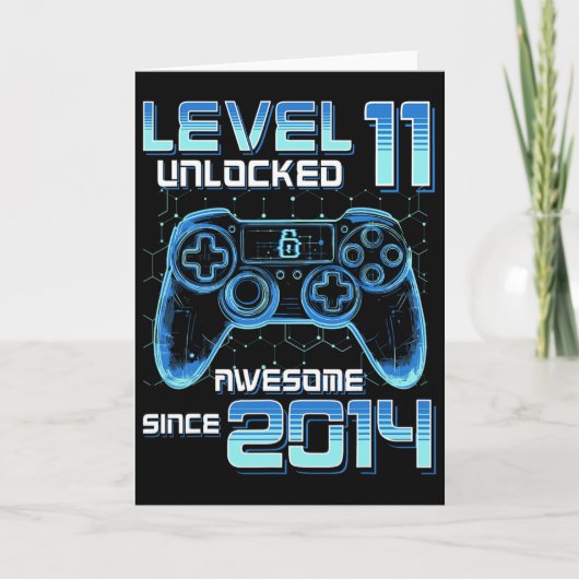 Level 11 Unlocked Video Game Party 11th Birthday G Kaart (Voorkant)