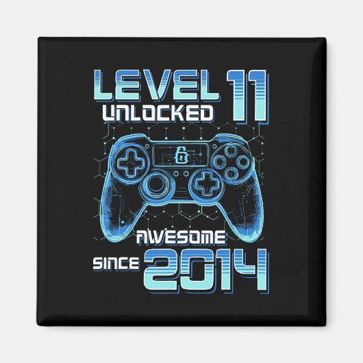 Level 11 Unlocked Video Game Party 11th Birthday G Magneet (Voorkant)